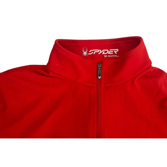 Spyder Mens Quarter Zip Short Jumper Medium Solid Red Pullover Long Sleeve - Picture 4 of 9